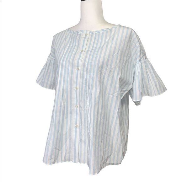 𝅺🆕 Maxmara Weekend Striped Down Button Flutter Sleeve Blouse - Picture 2 of 7